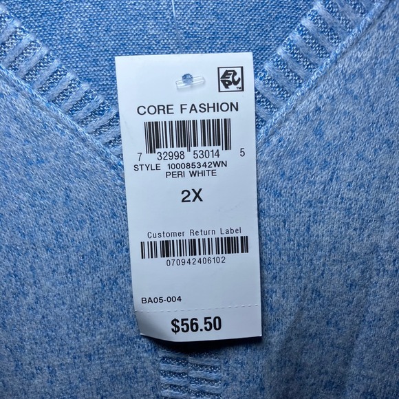 Style & Co Relaxed Blue Tie-Front Sweater, V-Neck Knit Top 2X NWT - Picture 6 of 13